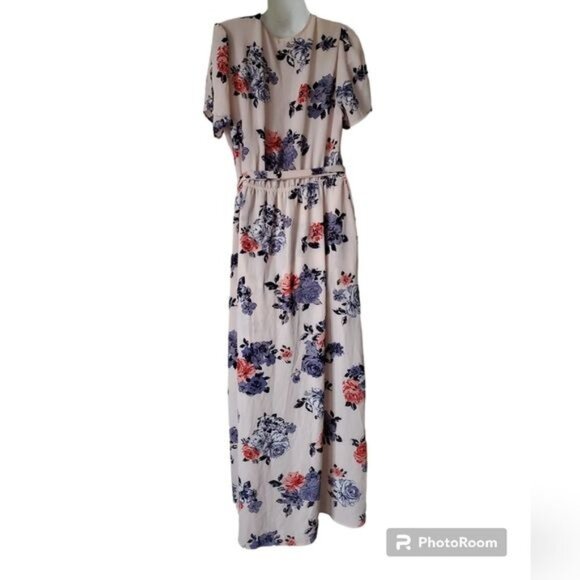 Candies Maxi Jumper Romper Dress Floral Shorts Pink Woman's Size Extra LARGE - Picture 3 of 15